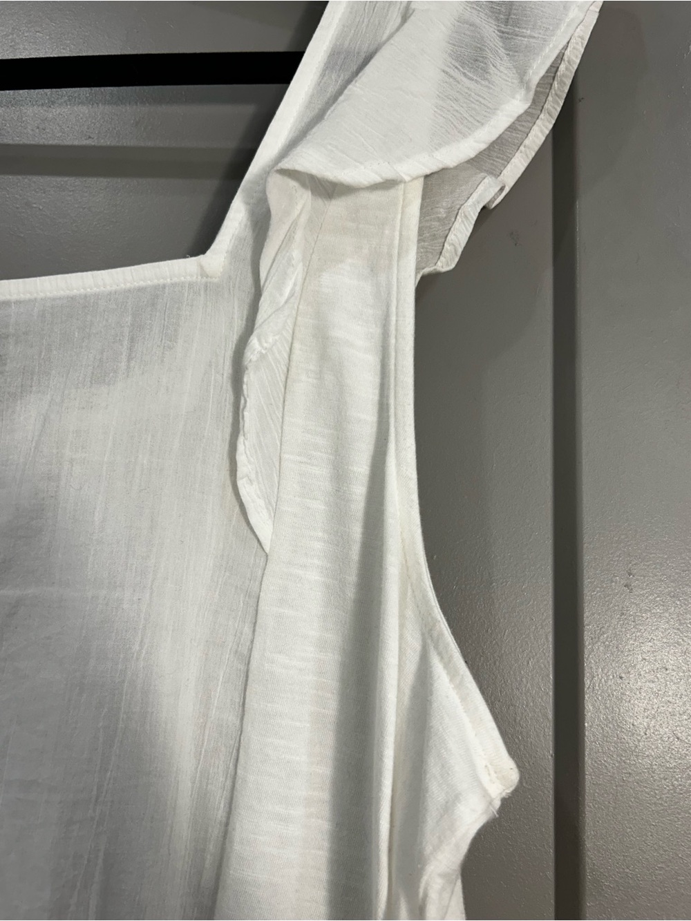 Maurices | Ruffle-Trim Button Front Sleeveless Top | Women’s | White | 1X - Picture 8 of 11